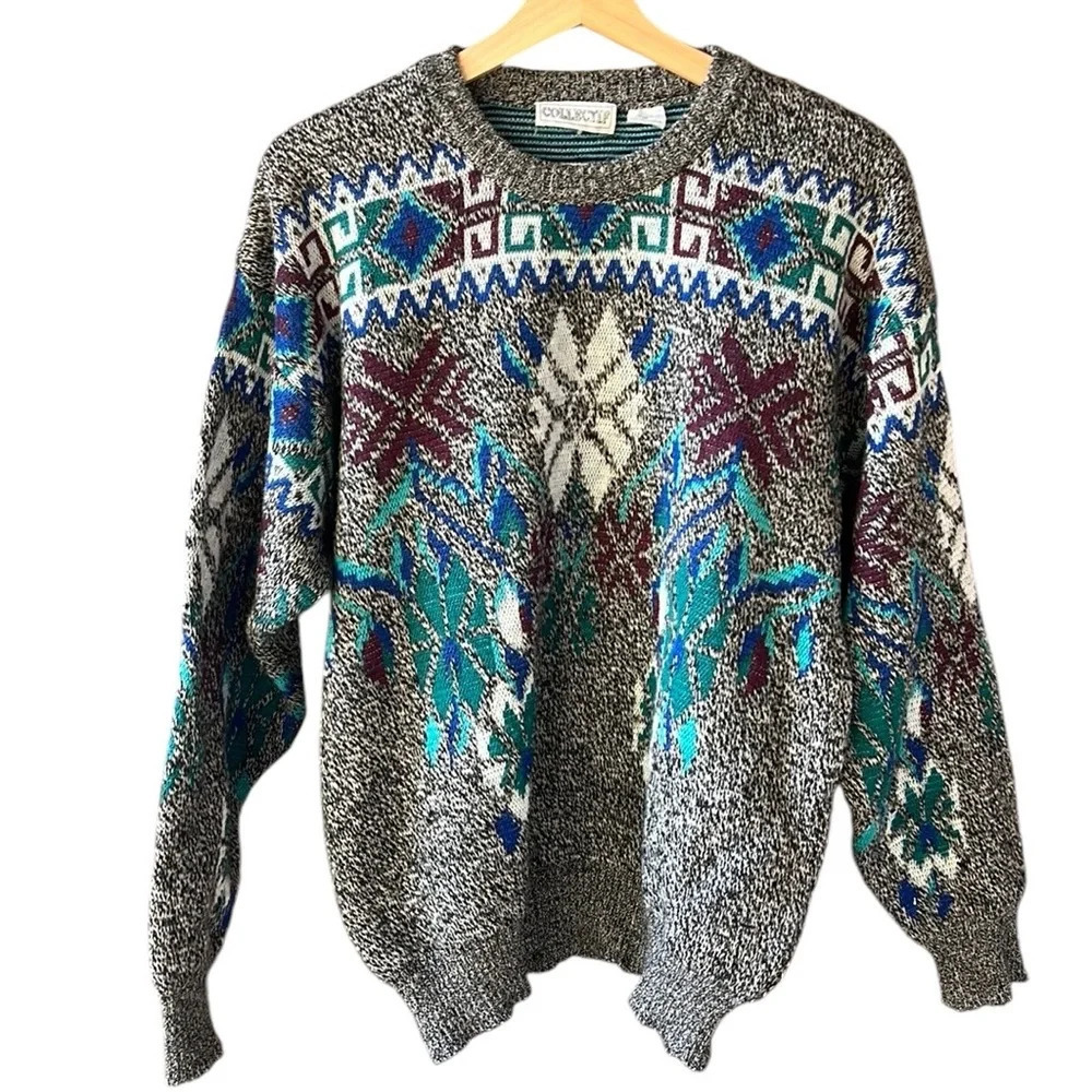 Vintage Collectif Sz M Made in Italy Wool Blend Nordic Style Sweater
